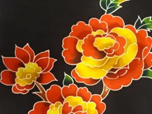 アンティーク　塩瀬　花模様名古屋帯